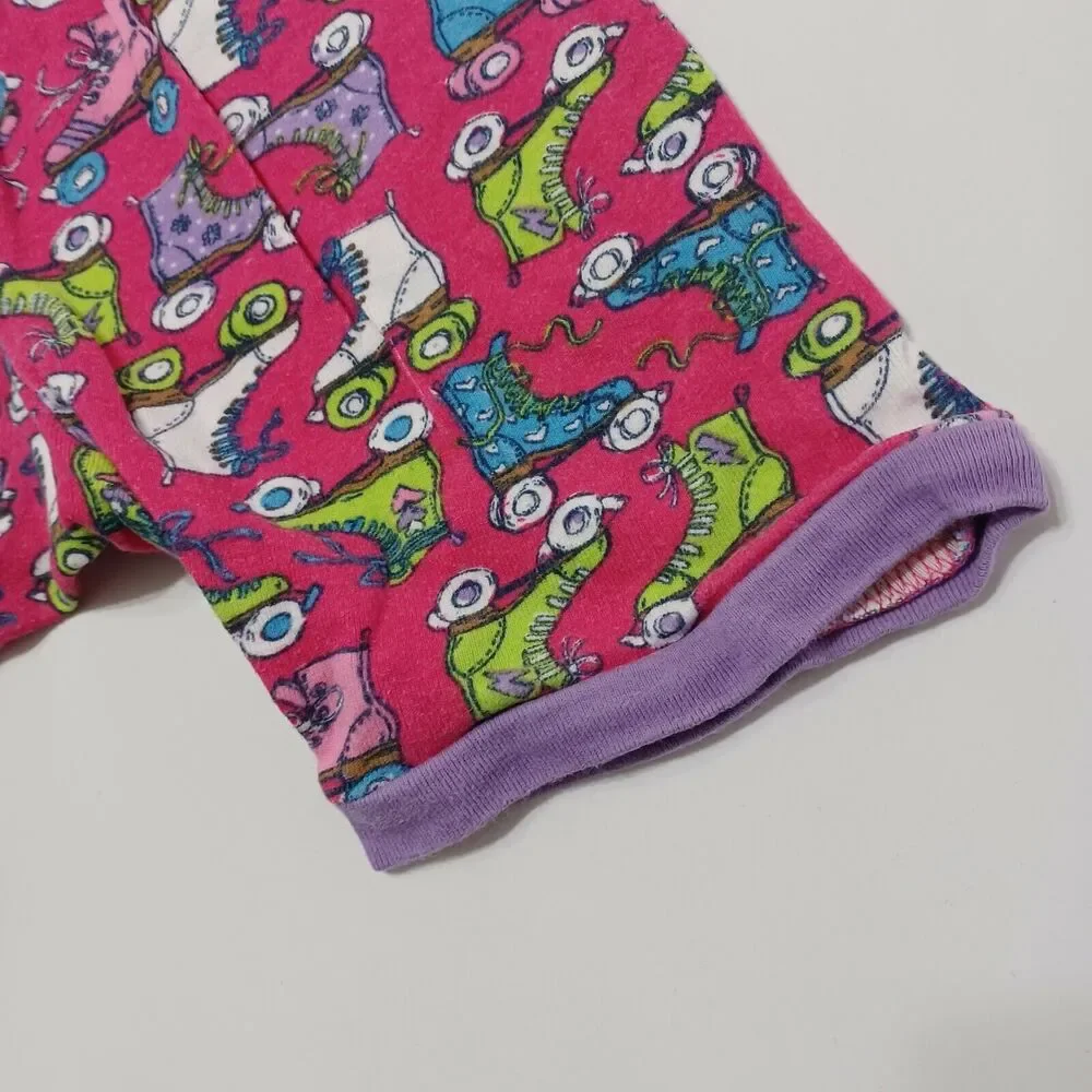 Hatley Girls 6 Sleep Shorts Pink Colorful Roller Skates‎ Elastic Pull On Waist